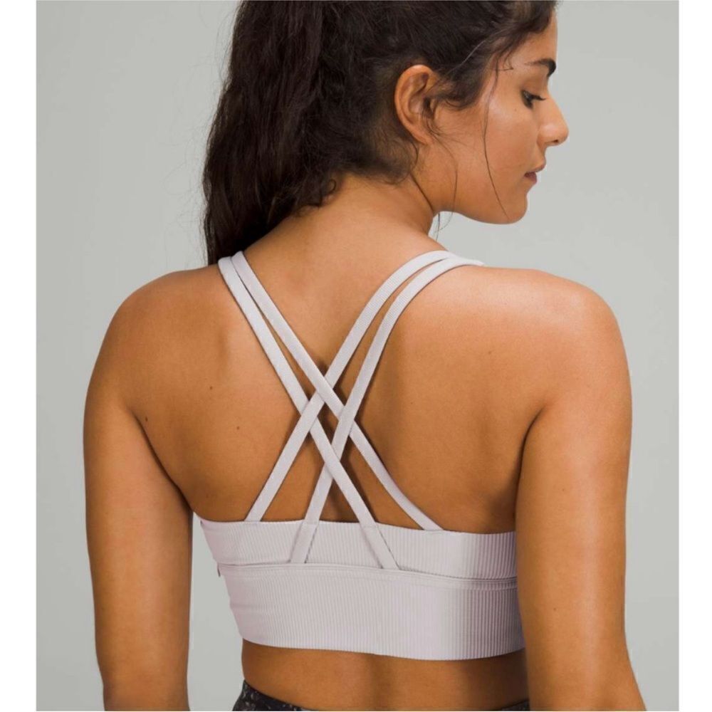 EUC Lululemon Energy Longline sports  bra ribbed luxtreme chrome 2